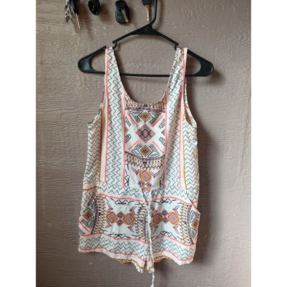 Black Orange and White Shorts Romper with Pockets